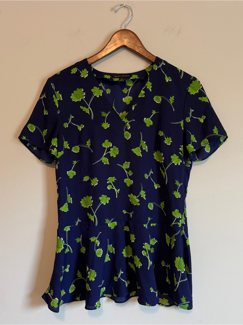 Banana Republic Floral Peplum Top Womens XS Staple Work Spring Sophisticated Y2K